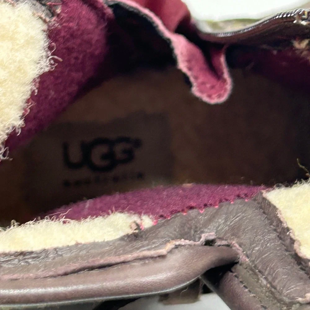 UGG Waterproof‎ Kids Boots Brown Green Wool Buckle Zip Size 5